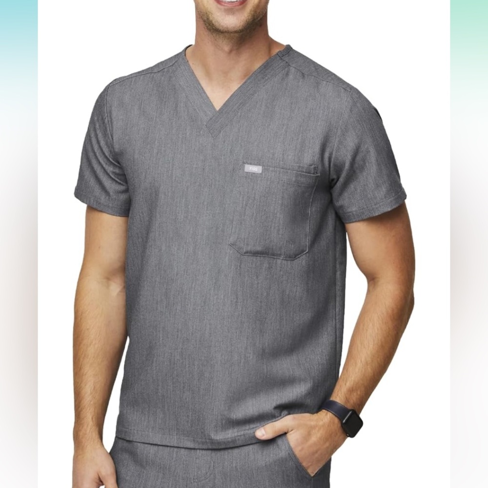FIGS Leon Three-Pocket Scrub Top Medium Graphite
